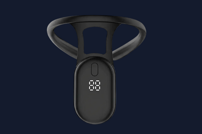 Correcteur de posture intelligent noir avec écran LED blanc, dispositif ergonomique Burosophe pour redresser le dos et améliorer la posture.