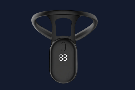 Correcteur de posture intelligent noir avec écran LED blanc, dispositif ergonomique Burosophe pour redresser le dos et améliorer la posture.