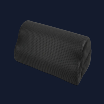 Repose-pied ergonomique en mousse à mémoire de forme noire pour le télétravail, accessoire de confort sous le bureau Burosophe.